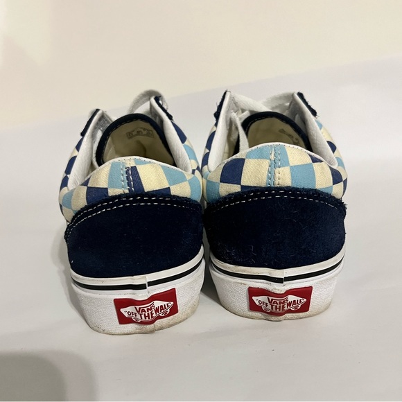 OLD SKOOL CHECKERED NAVY BLUE AND LIGHT BLUE LACE UP VANS - Picture 4 of 7